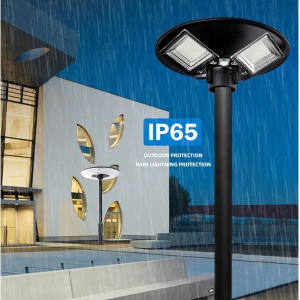Lampione solare LED con sensore, 15W/6V, 6500K, IP65, nero + telecomando
