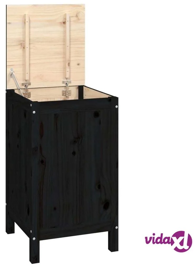 vidaXL Contenitore per Bucato Nero 44x44x76 cm Legno Massello Pino