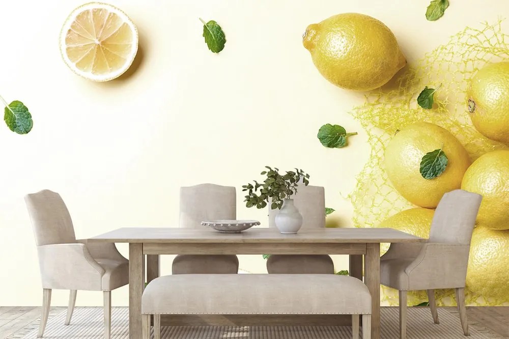 Carta da parati – Limoni con menta