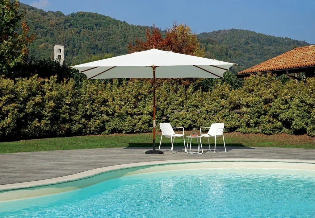 Ombrellone da Giardino 3x4 m Palo Ø48 mm in Legno Vorghini Ecrù...