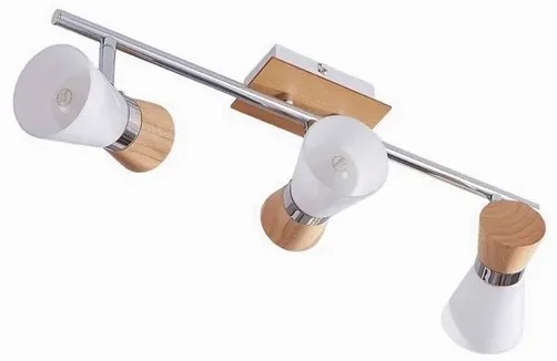 Vivica 3 Plafoniera White/Light Wood/Chrome - Lindby