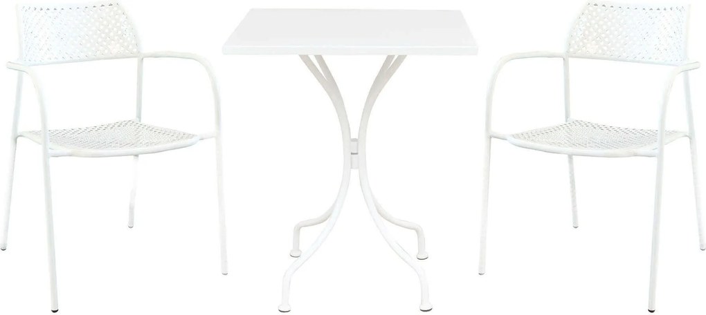 ROMANUS - set tavolo in metallo cm 60 x 60 x 72 h con 2 poltrone Aviim