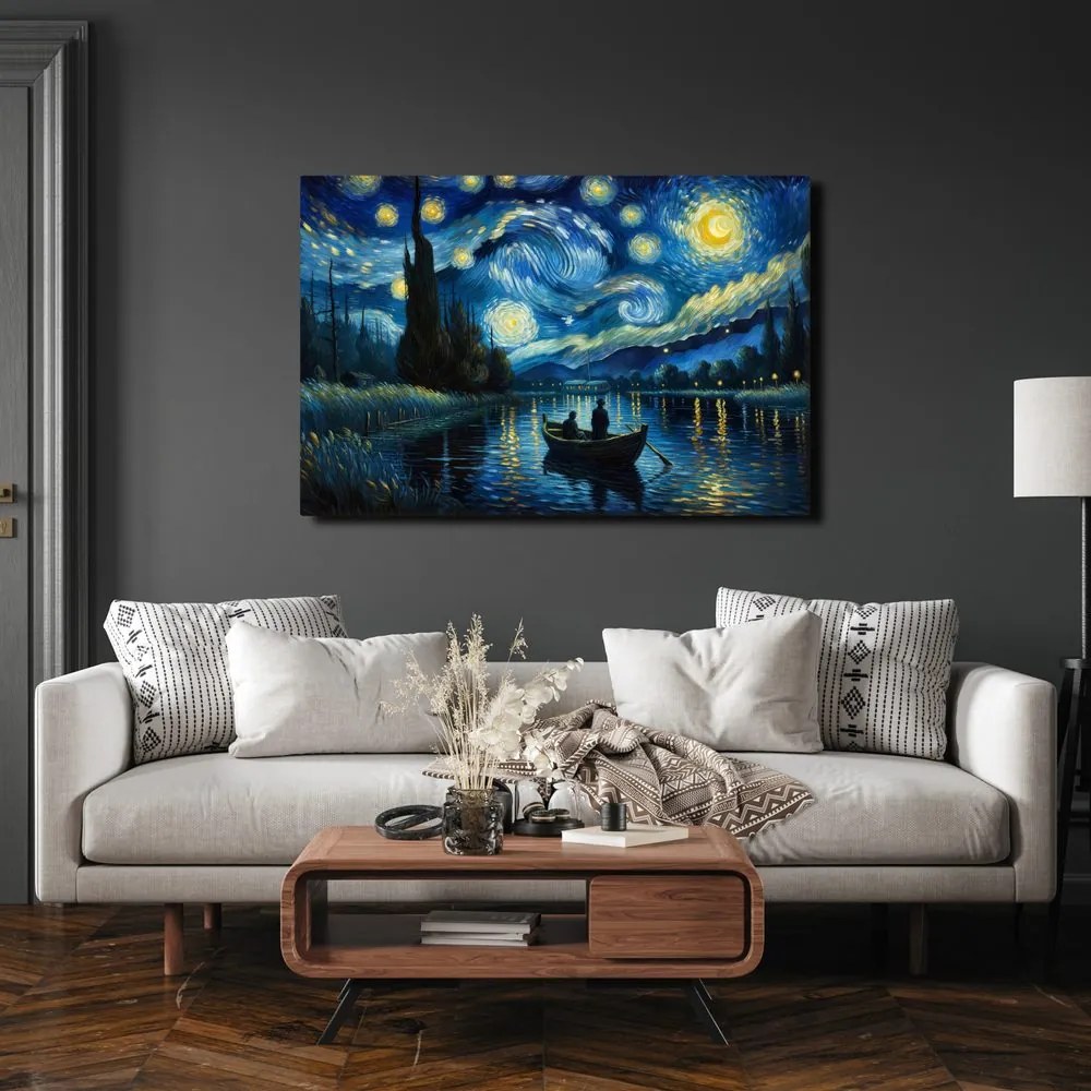 Quadro su tela – Barca sotto il cielo notturno
