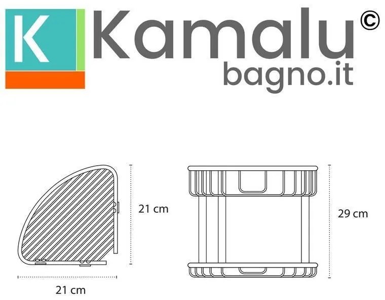 Kamalu - portaspugna a griglia con doppio ripiano in acciaio inox finitura bianca opaca | ka30b