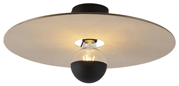 Plafoniera nera con paralume piatto color tortora 45 cm - Combi