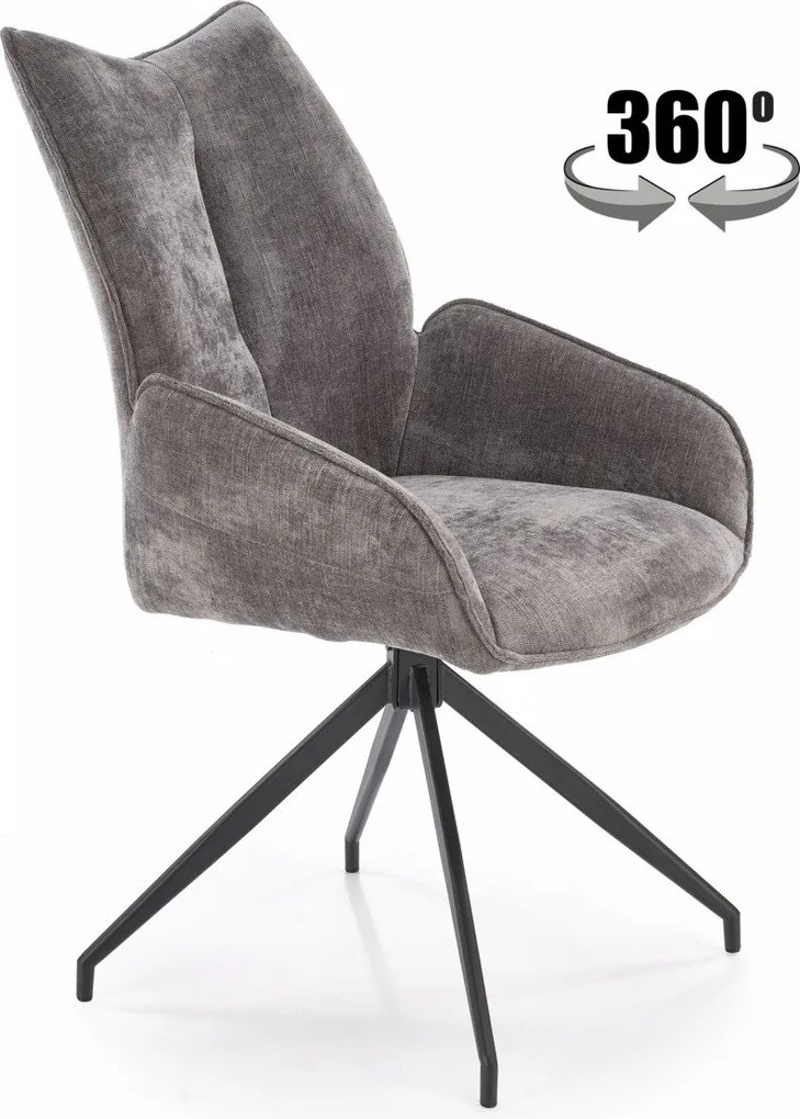 Sedia girevole K553 in tessuto grigio