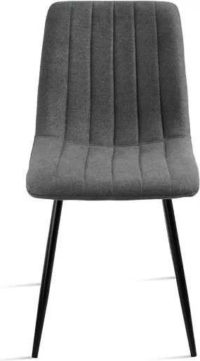 Sedia da pranzo in tessuto Grigio Scuro gambe metallo nere - KOLE 2 sedie