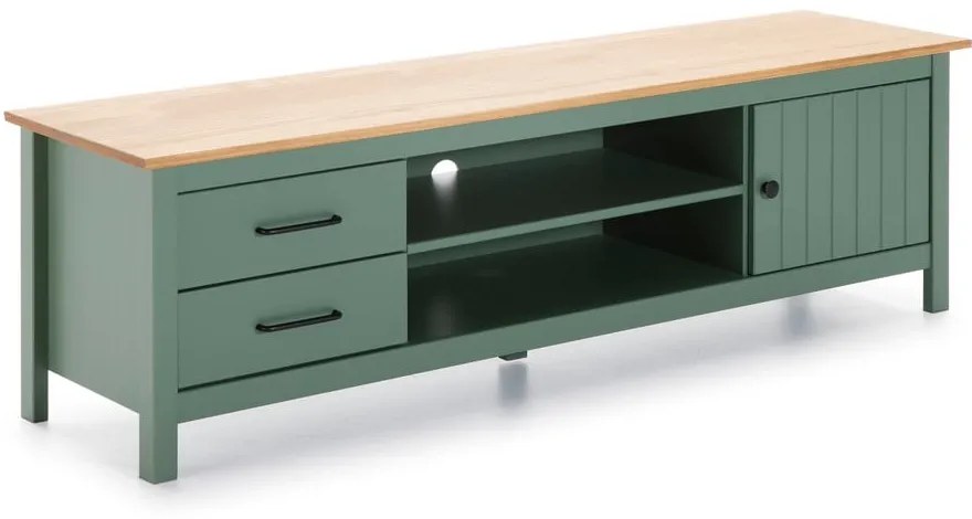 Tavolo TV in legno di pino di colore verde-naturale 158x47 cm Miranda - Marckeric