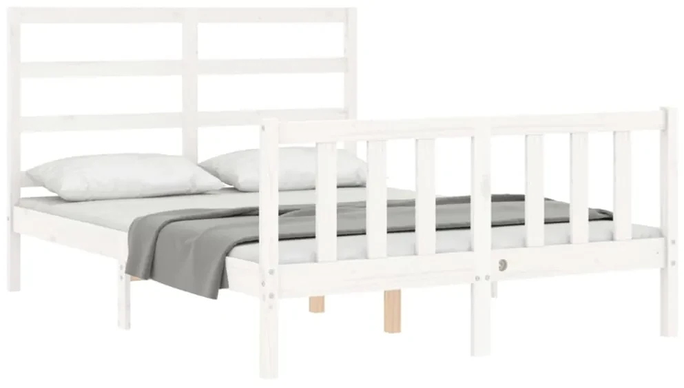 Giroletto con testiera bianco 140x190 cm in legno massello
