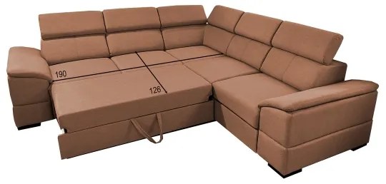 Divano angolare reversibile GRANADA trasformabile con contenitore, marrone