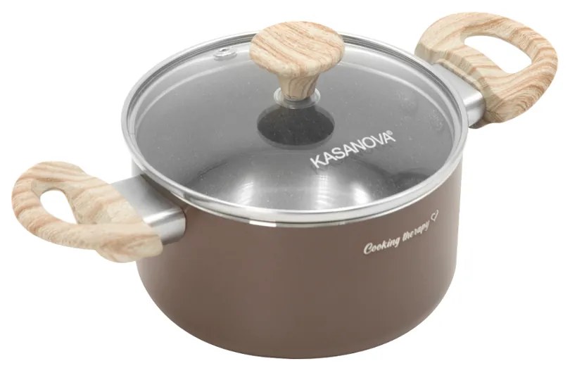 Casseruola 12 cm marrone scritta Cooking Therapy con coperchio