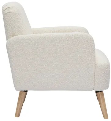 Poltrona scandinava in tessuto effetto lana bouclé e legno ISKO