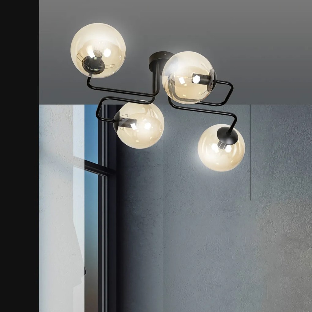Lampadario da Soffitto BRENDI 4 in acciaio e vetro 4xE14