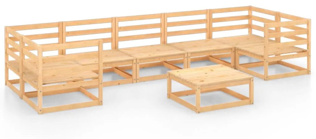 Set salotto da giardino 8 pz in legno massello di pino