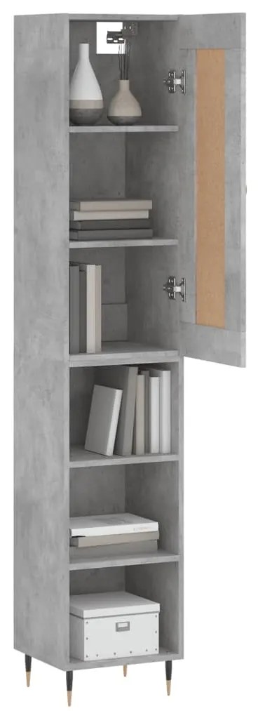 Credenza Grigio Cemento 34,5x34x180 cm in Legno Multistrato