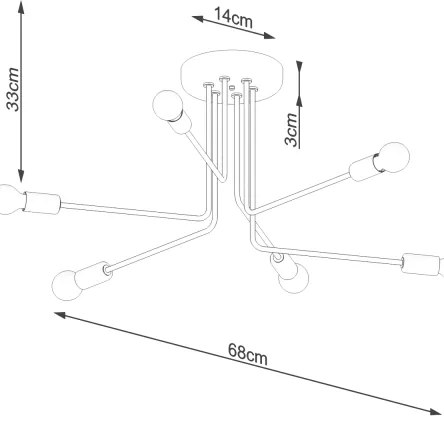 Sollux SL.1452 - Lampadario a sospensione con supporto rigido NORAH 6xE27/15W/230V nero
