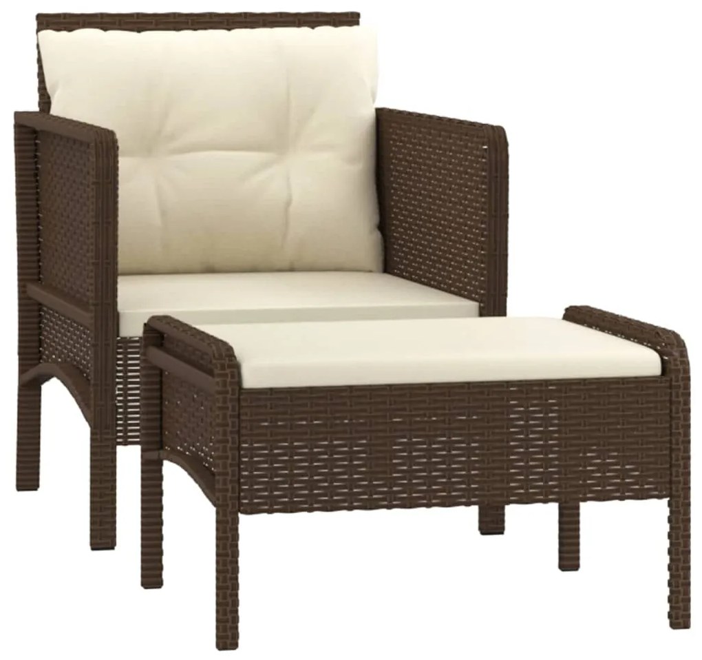 Set divani da giardino 2 pz con cuscini in polyrattan marrone