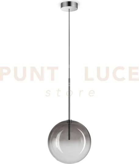 Equinoxe sospensione in vetro fume' e cromo 1 luce attacco g4 d.25cm