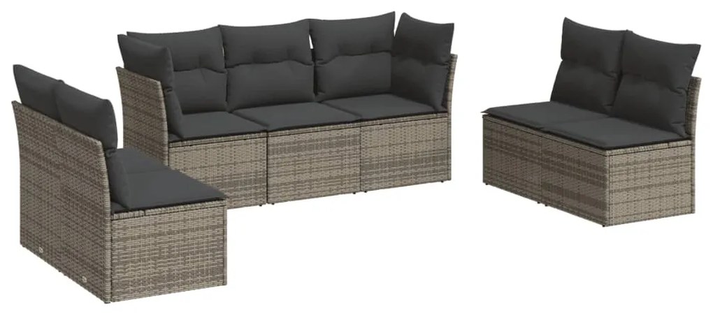 Set divani da giardino 7 pz con cuscini grigio in polyrattan