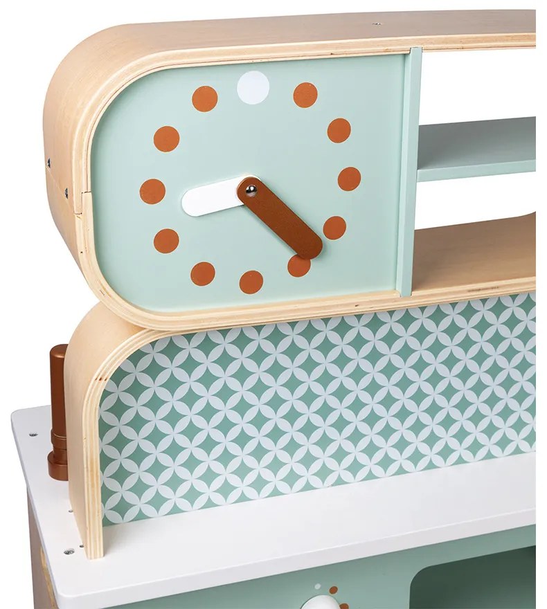 Cucina in legno per bambini double-face con lavatrice - Reverso