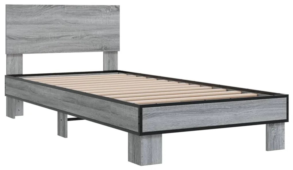Giroletto grigio sonoma 90x190cm in legno multistrato e metallo