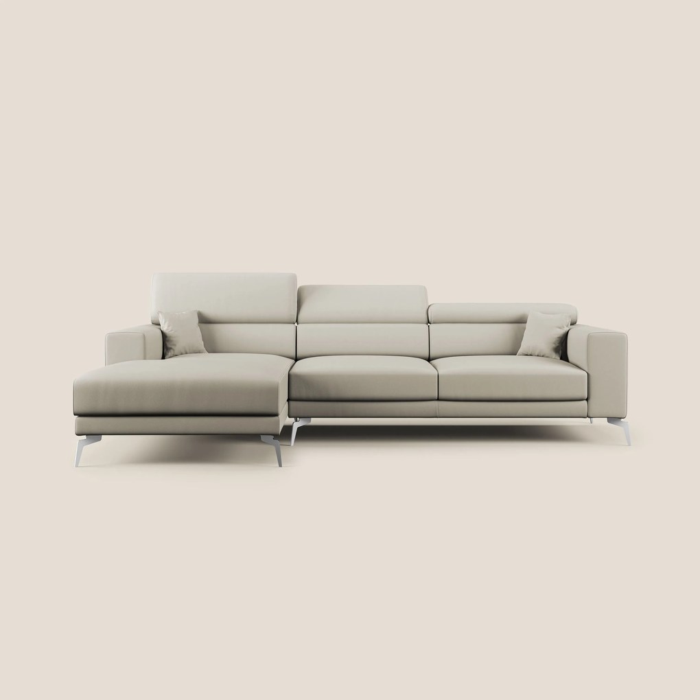 Blade Divano moderno angolare con poggiatesta reclinabili in Ecopelle T04 tortora