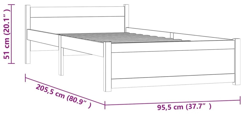 Giroletto Nero in Legno Massello 90x200 cm