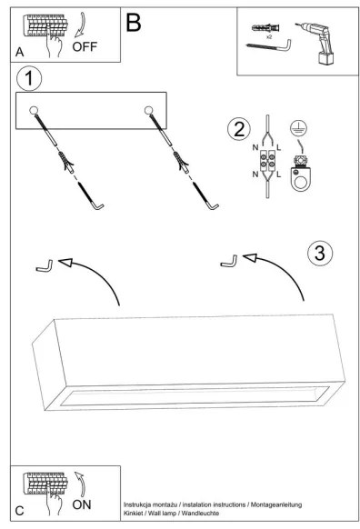 Sollux SL.0993 - Applique VEGA 2xE27/60W/230V 50 cm cemento