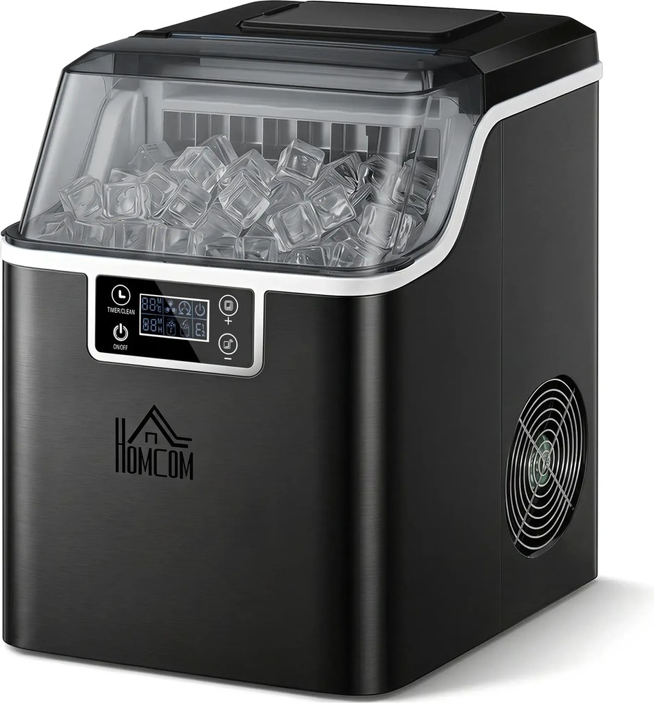 Macchina del Ghiaccio Autopulente da 24 Cubetti in 14-18 Minuti 20 kg in 24 Ore Nero...