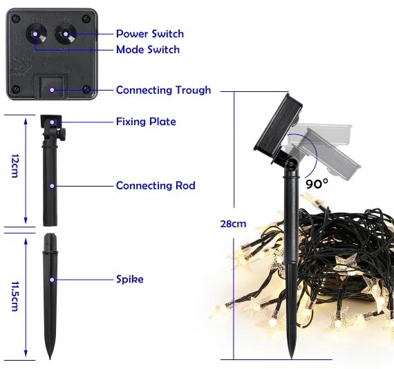 Brilagi - Catena decorativa solare a LED STARS 50xLED/8 funzioni 7m IP65 bianco caldo
