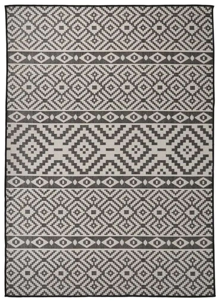 Tappeto Da Esterni A Tessitura Piatta 200x280 Cm Strisce Nere /