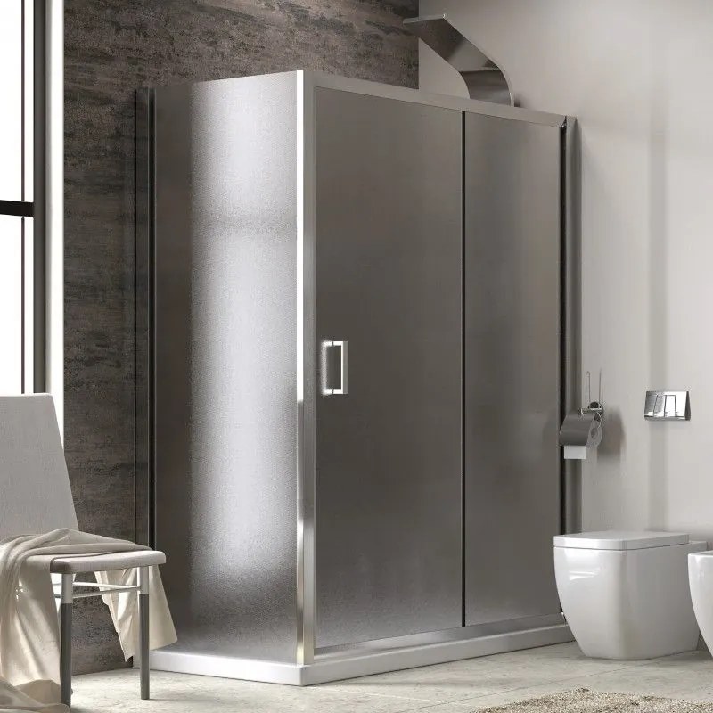Kamalu - Cabina doccia 150x80 ad angolo laterale fisso 80cm vetro opaco altezza 180cm  K410NS