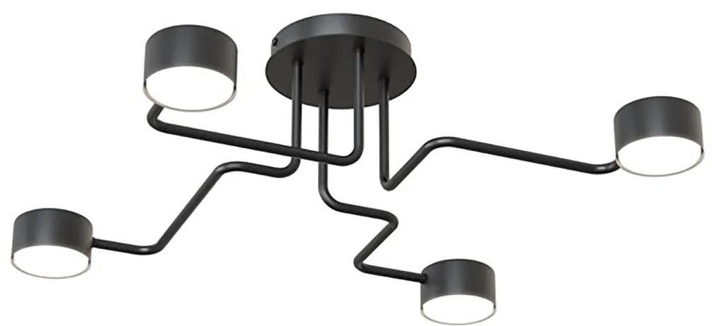 Plafoniera Moderna Ade Acciaio Nero 4 Luci Gx53 Ip20