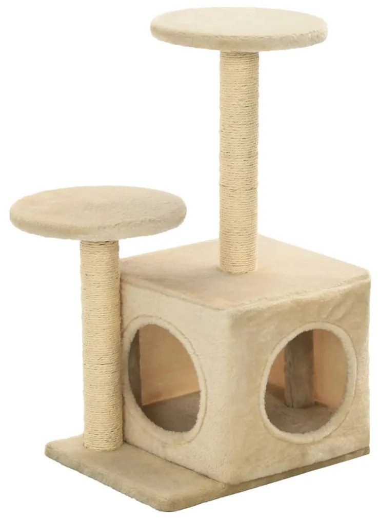 Albero per gatti con pali tiragraffi in sisal 60 cm beige