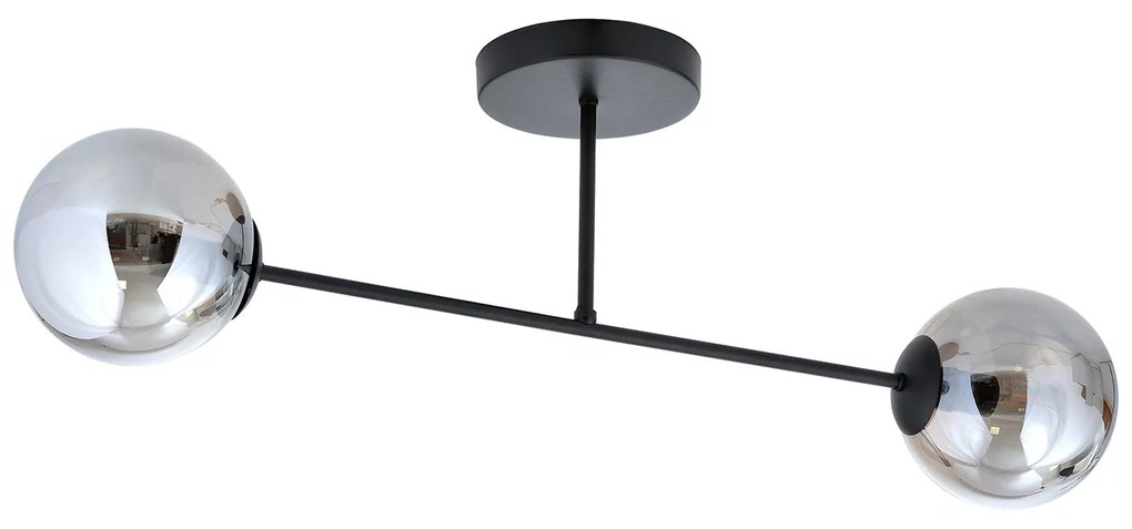 Plafoniera Moderna Morrigan 2 Luci In Acciao Nero E Sfere In Vetro Fumè