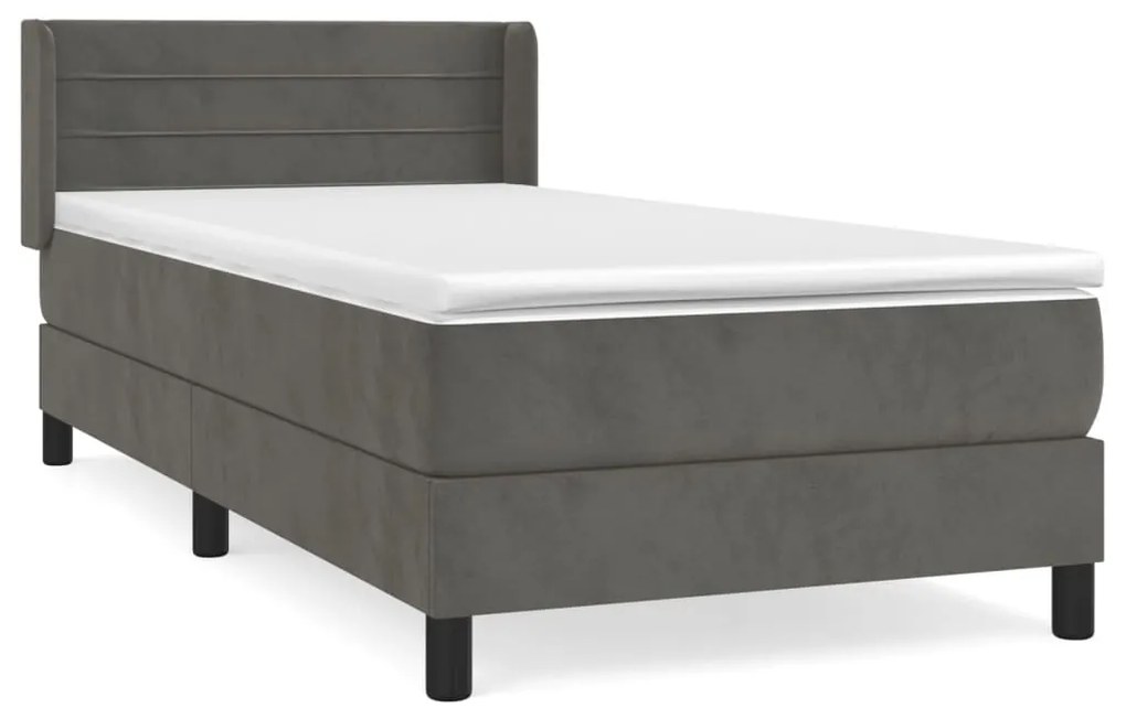 Giroletto a molle con materasso grigio scuro 80x200 cm velluto
