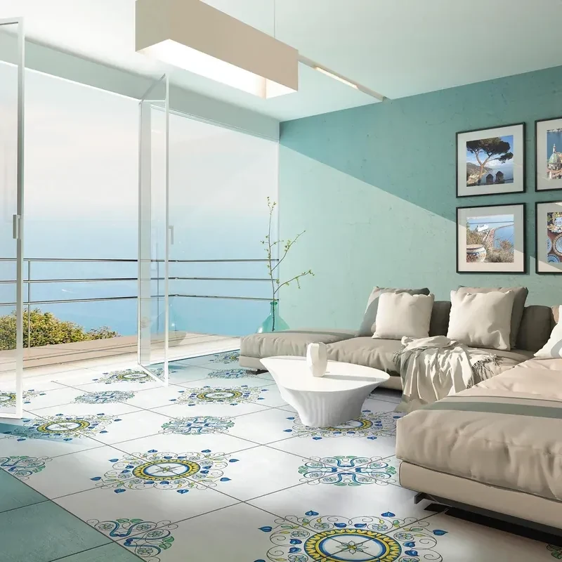 Piastrella da pavimento e rivestimento interno 60.5 x 60.5 cm Sp. 9 mm Polveri Vietresi Ravello in gres porcellanato lucido verde traffico intenso (pei 4/5) R9 1.46 mq