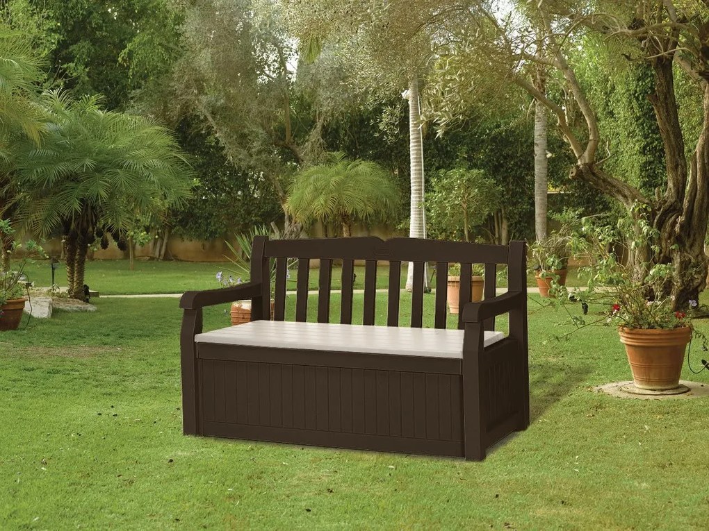 Panchina Contenitore da Giardino 140x60x84 cm in Resina Keter Eden Bench Marrone...