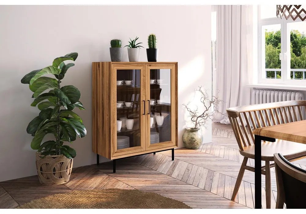 Vetrina in legno di quercia di colore naturale 97x125 cm Abies - The Beds