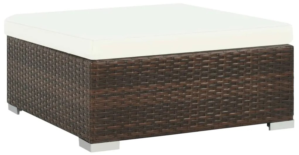 Set divani da giardino 6 pz con cuscini in polyrattan marrone