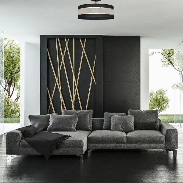 Lampadario a sospensione con supporto rigido HELEN 3xE27/15W/230V nero/oro