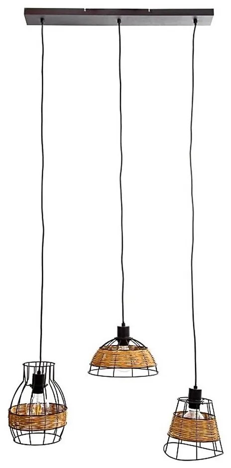 Lampadario a sospensione con filo TUNIS 4xE27/40W/230V nero/marrone