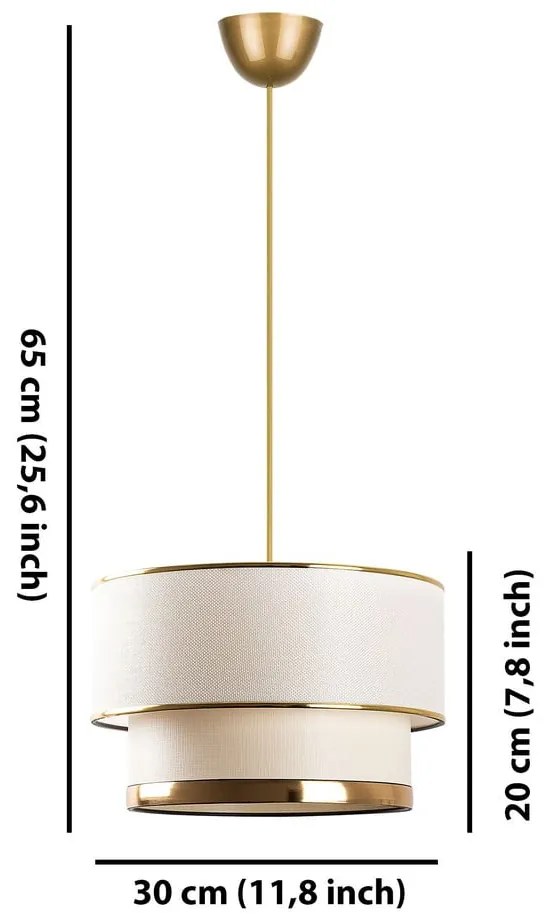 Lampadario color crema/dorato con paralume in tessuto ø 30 cm Cake – Opviq lights