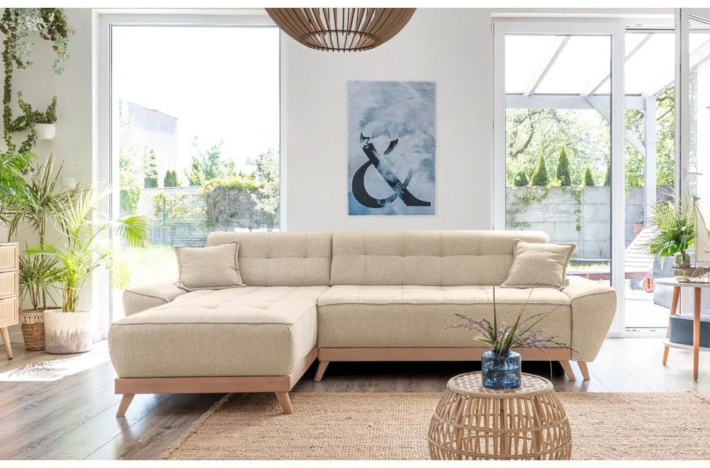 Divano letto angolare beige (variabile) Dazzling Daisy - Miuform