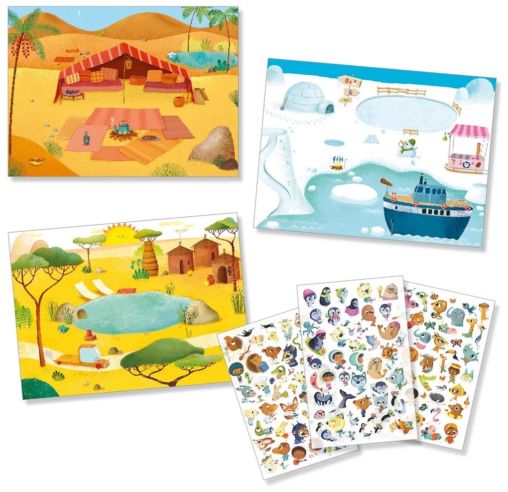 Fogli con decalcomanie - Savannah, il deserto e il Polo Nord