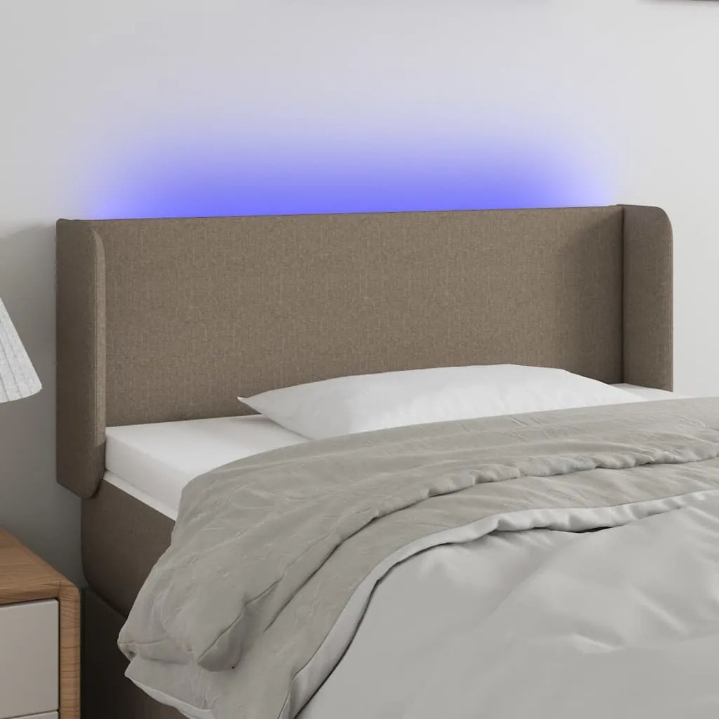 Testiera A Led Tortora 93x16x78/88 Cm İn Tessuto /