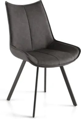 Sedia da pranzo in ecopelle con seduta e gambe Antracite CLODIA Set 2 pz