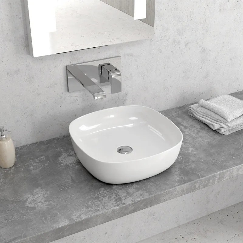 Lavabo D'Appoggio 37,5x37,5 Cm Karag Bianco Lucido