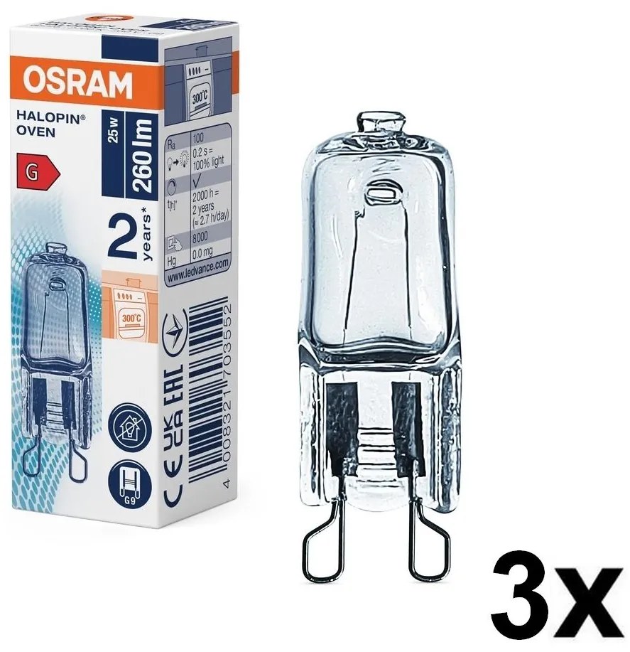 Confezione da 3 lampadine per forno HALOPIN G9/25W/230V 2700K - Osram