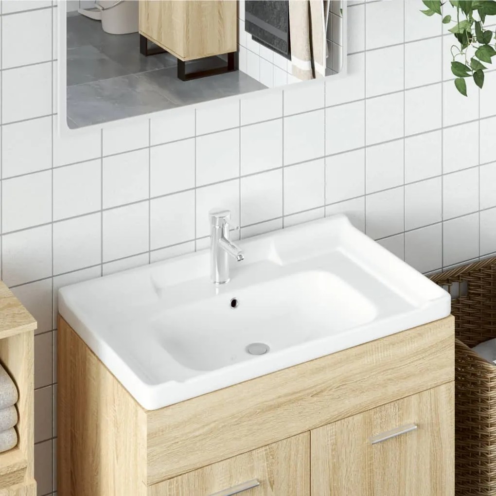 Lavandino Da Bagno Bianco 91,5x48x23cm Rettangolare İn Ceramica /
